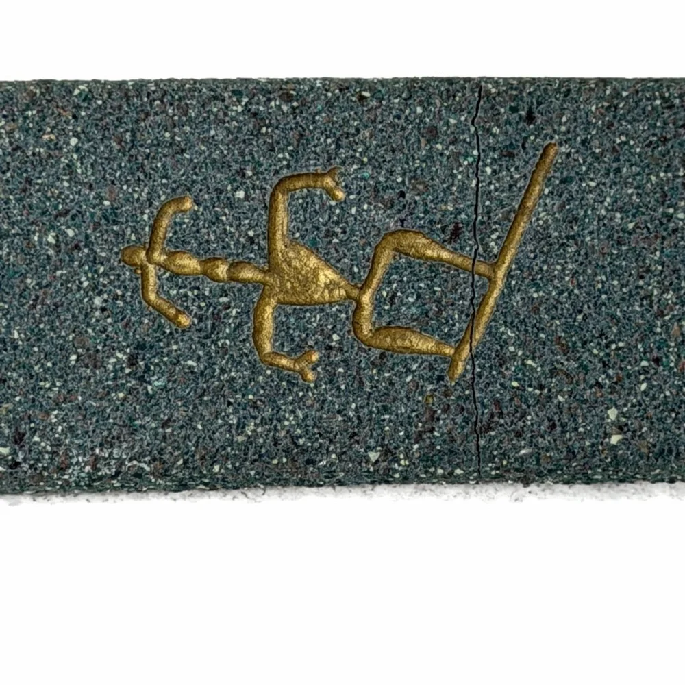 Vintage Stone Like Picture Frame with Gold Symbol Accents